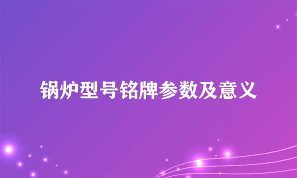 锅炉型号铭牌参数及意义