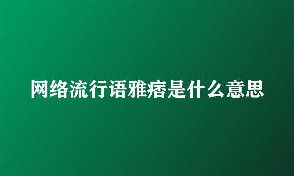 网络流行语雅痞是什么意思