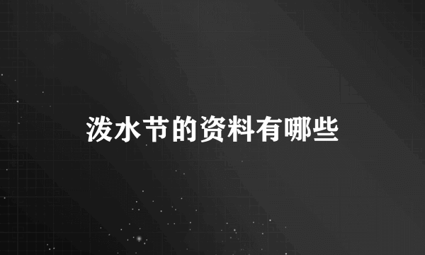 泼水节的资料有哪些