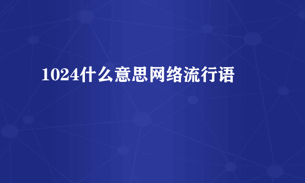 1024什么意思网络流行语