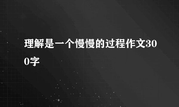 理解是一个慢慢的过程作文300字