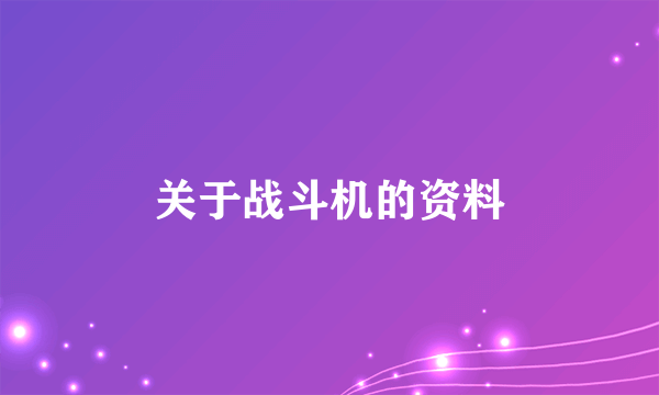 关于战斗机的资料