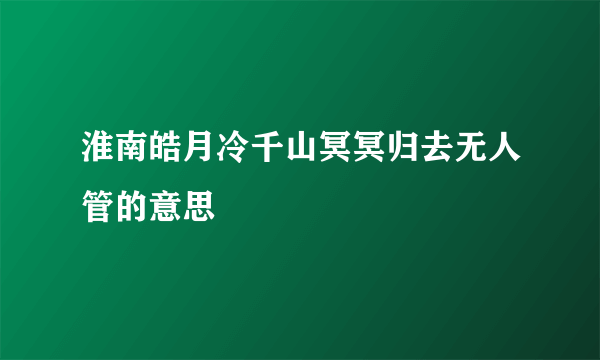 淮南皓月冷千山冥冥归去无人管的意思