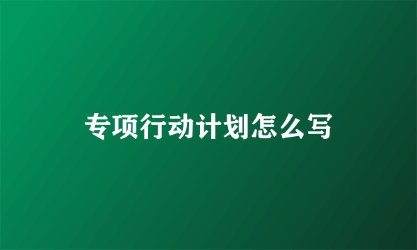 专项行动计划怎么写
