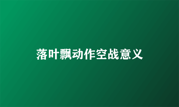 落叶飘动作空战意义