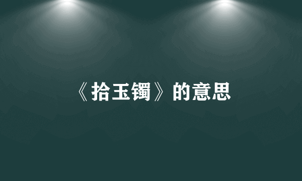 《拾玉镯》的意思