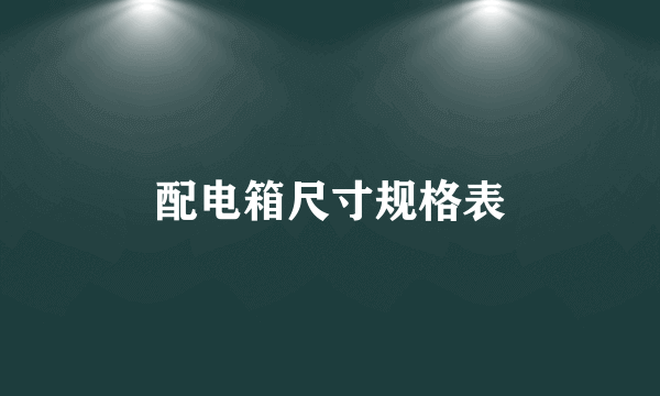 配电箱尺寸规格表