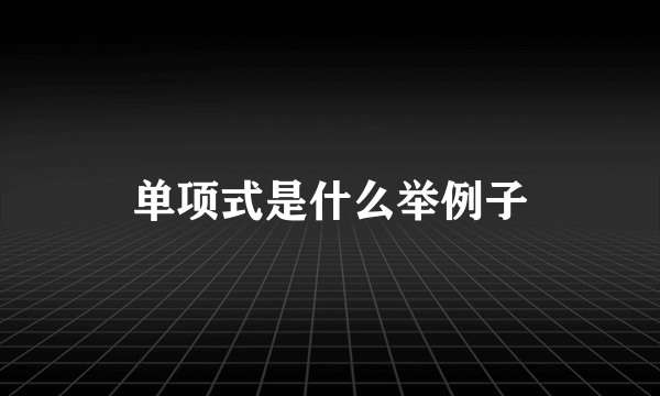 单项式是什么举例子