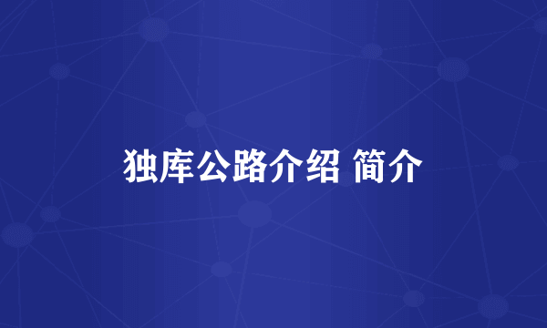 独库公路介绍 简介