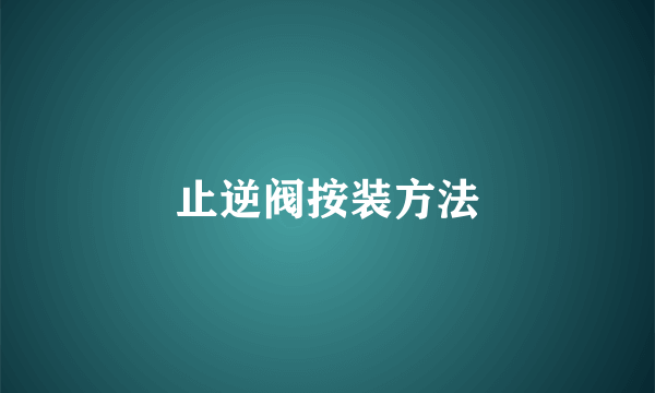 止逆阀按装方法