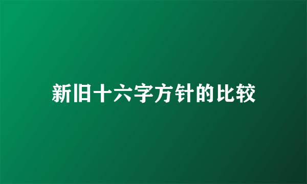 新旧十六字方针的比较