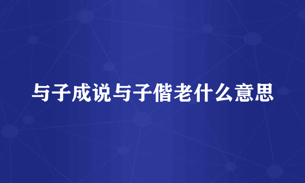 与子成说与子偕老什么意思