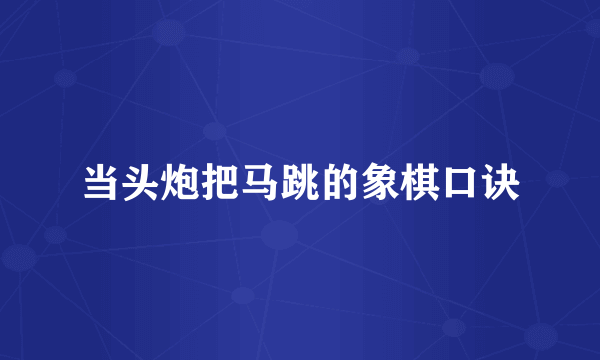 当头炮把马跳的象棋口诀