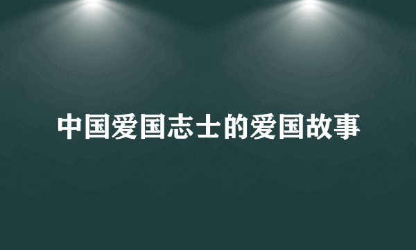 中国爱国志士的爱国故事