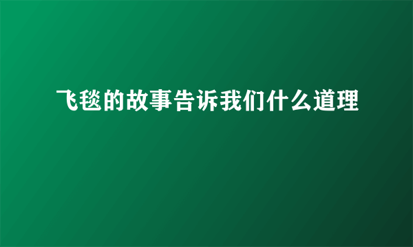 飞毯的故事告诉我们什么道理