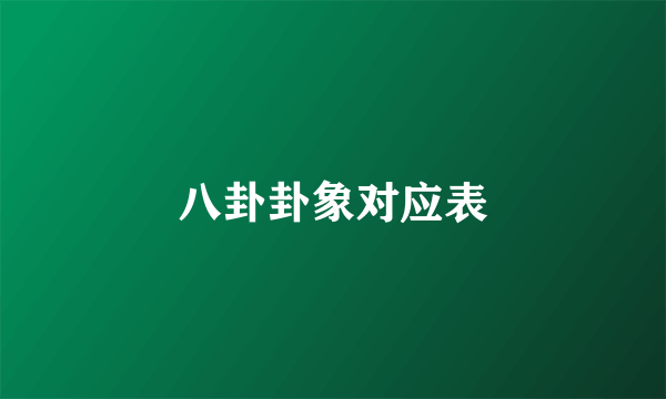 八卦卦象对应表