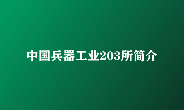 中国兵器工业203所简介