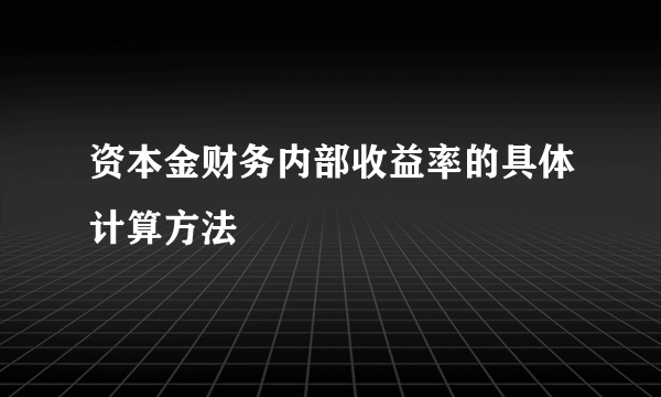资本金财务内部收益率的具体计算方法