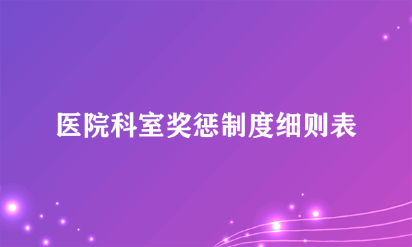 医院科室奖惩制度细则表