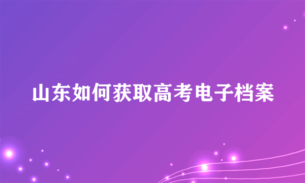 山东如何获取高考电子档案