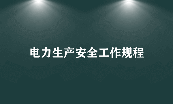 电力生产安全工作规程