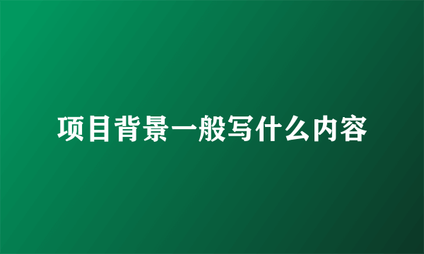 项目背景一般写什么内容