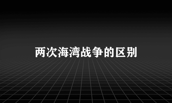两次海湾战争的区别