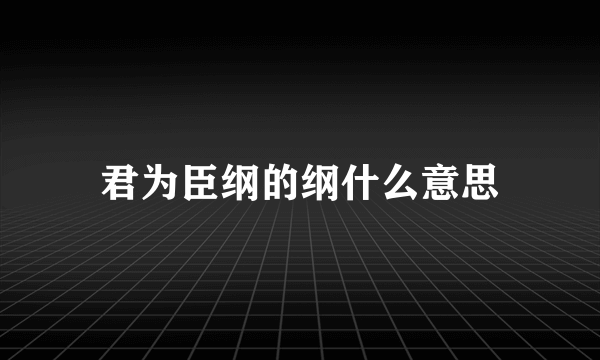 君为臣纲的纲什么意思