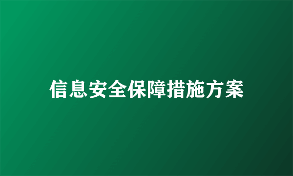 信息安全保障措施方案