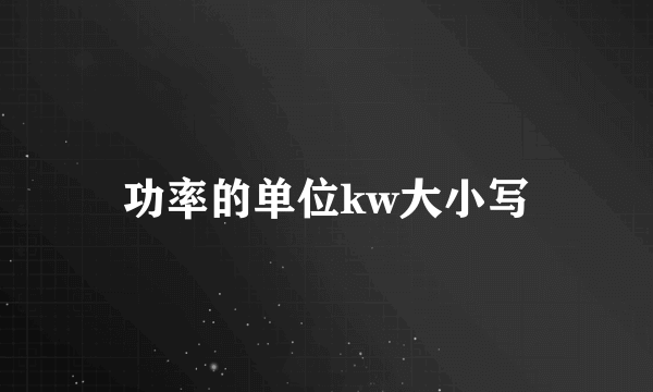 功率的单位kw大小写