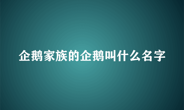 企鹅家族的企鹅叫什么名字