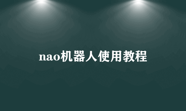 nao机器人使用教程
