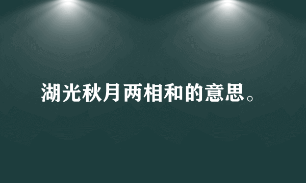 湖光秋月两相和的意思。
