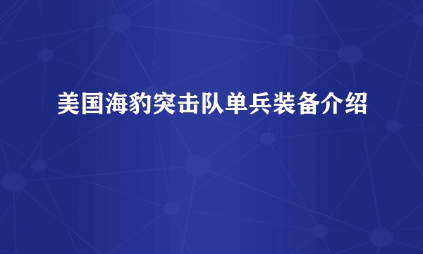 美国海豹突击队单兵装备介绍