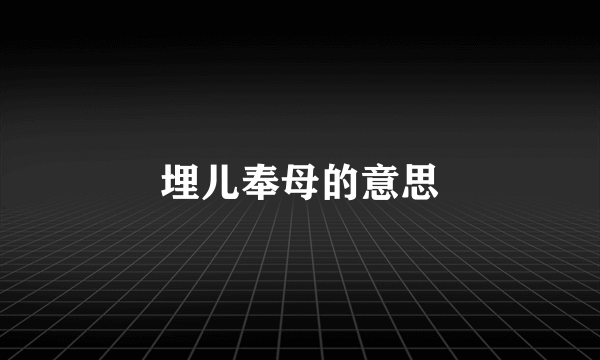 埋儿奉母的意思