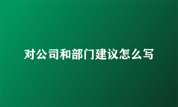对公司和部门建议怎么写