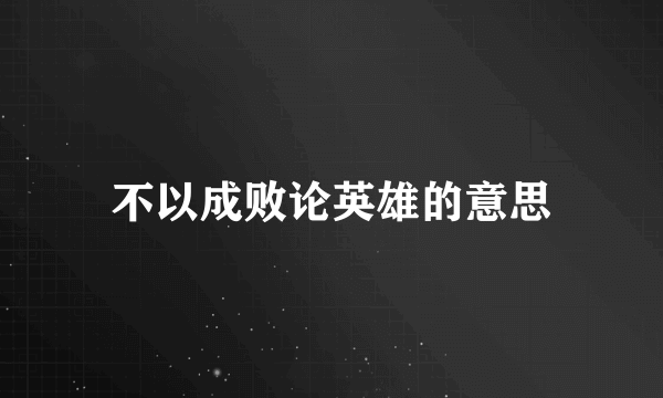 不以成败论英雄的意思
