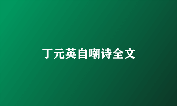 丁元英自嘲诗全文