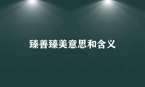 臻善臻美意思和含义