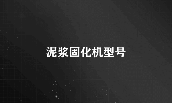 泥浆固化机型号