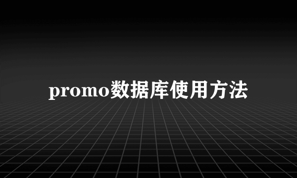 promo数据库使用方法