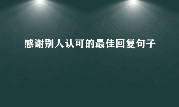 感谢别人认可的最佳回复句子