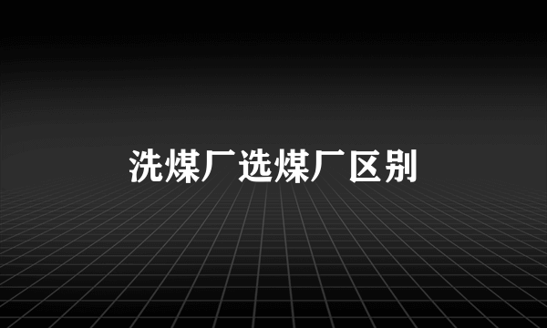 洗煤厂选煤厂区别