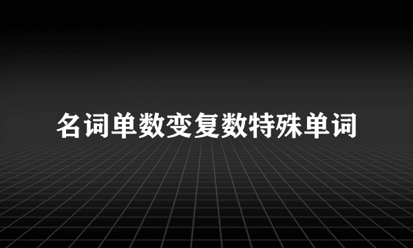 名词单数变复数特殊单词