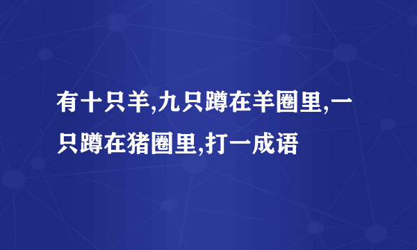 有十只羊,九只蹲在羊圈里,一只蹲在猪圈里,打一成语