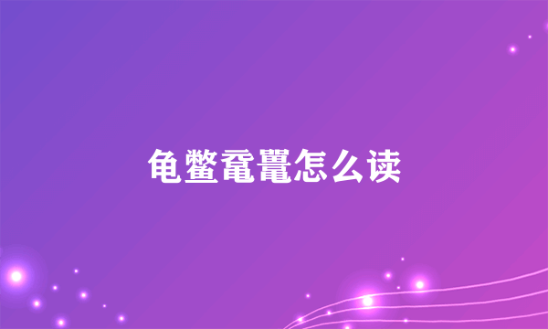 龟鳖鼋鼍怎么读