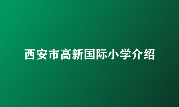 西安市高新国际小学介绍
