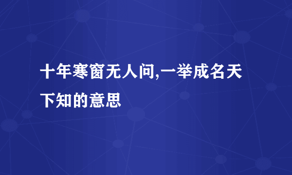 十年寒窗无人问,一举成名天下知的意思
