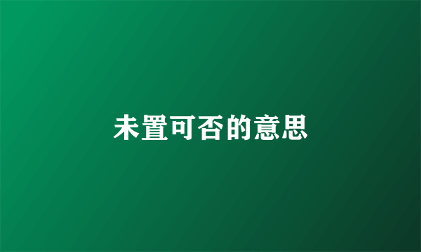 未置可否的意思