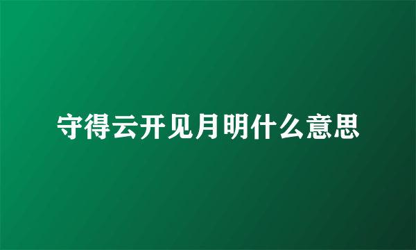 守得云开见月明什么意思